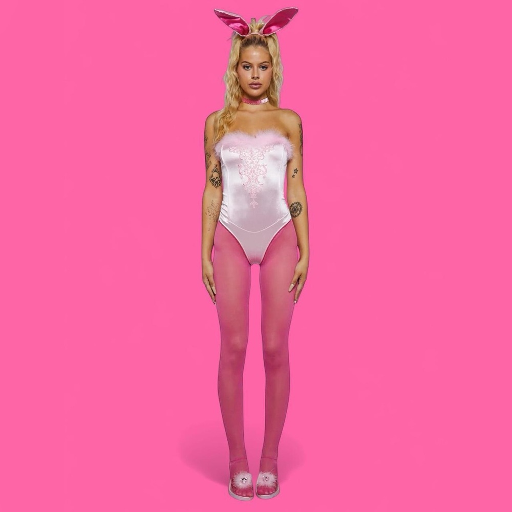Pink Satin Bunny Costume
